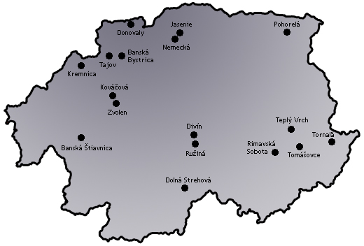 Mapa - Banskobystrický kraj