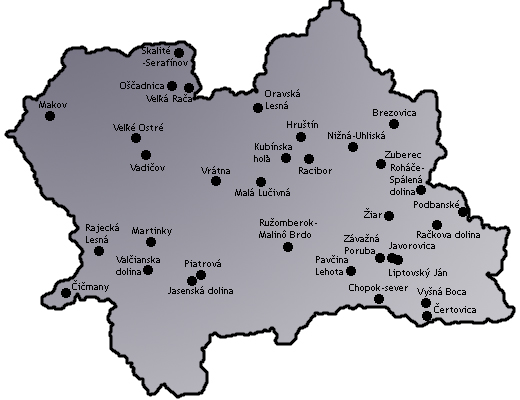 Mapa - lyžiarske strediská